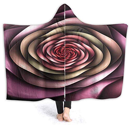 Timdle Poncho de Manta portátil Sherpa para Mujeres Adultas Hombres Pintura Rosa Cálido, Suave, Acogedor, cómodo, Regalo de Confort, sin Mangas 60W por 50H Pulgadas (con Capucha)