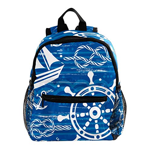 Timón de Vela Azul Mochila Ligera para niños Mochila Escolar para niños pequeños Mochila Duradera para Libros Casuales para niñas y niños 25.4x10x30cm