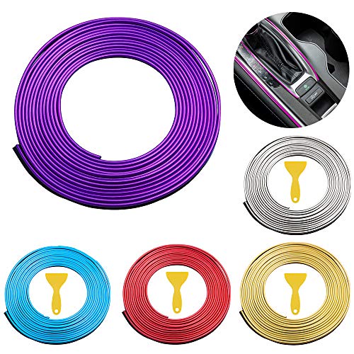 Tiras líneas de molduras lnterior del coche，5M Lnterior del coche decoración línea de moldura Car interior molduras tiras，para todos los coches (Purple)