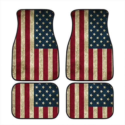 TOADDMOS Juego completo de 4 alfombrillas para coche, diseño retro de bandera americana, para todoterrenos, furgonetas, sedanes y camiones