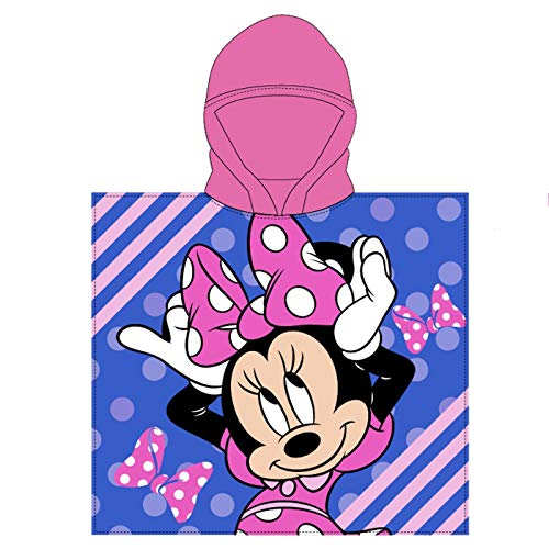 Toalla de Poncho para Playa y Piscina Infantil de Licencia Oficial (Minnie Mouse C)