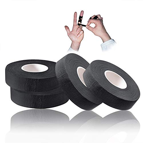 Tusenpy 4 Rolls Cinta de Dedo, Fleje Fuerte y Duradero Diseñada para Deporte, Artes Marciales, Cinta Ju-Jitsu, 1.5cm * 13.7m (Negro)