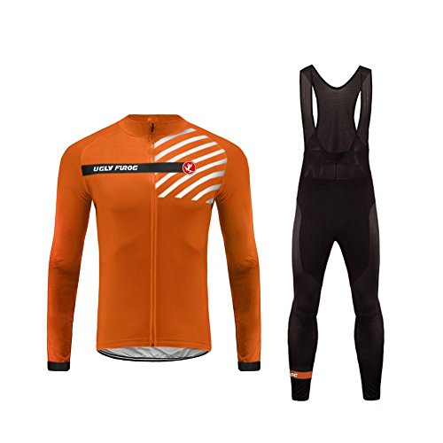 Uglyfrog 2019 Invierno Hombres Ropa Ciclismo Maillot Mangas largas Camiseta de Ciclistas + Babero Pantalones de Bicicletas Cuerpos Triatlón Ropa MESTZ21