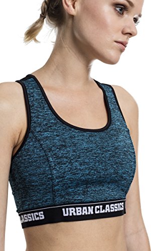 Urban Classics Ladies Active Melange Top Logo Bra Sport-BH Sujetador Deportivo, Multicolor (Turquoise/Black 1178), 75B (Herstellergröße: XS) para Mujer