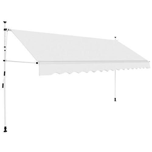 vidaXL Toldo Retráctil Operación Manual 400 cm Crema Techo Marquesina Cubierta