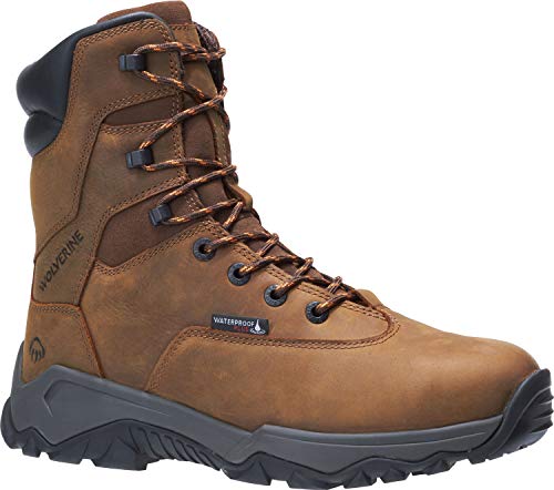 Wolverine Glacier II – Hombre, Marrón, Comp Toe, EH, impermeable, aislante, botas de 8 pulgadas, Marrón (Marrón), 44.5