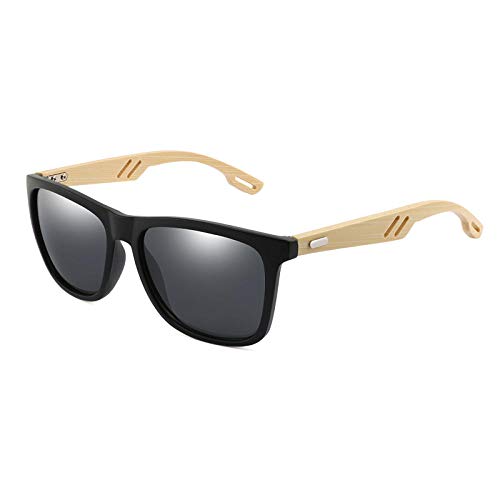 WQZYY&ASDCD Gafas de Sol Gafas De Sol De Madera Hombres Mujeres Sección De Bambú Cuadrada Mujeres Mujeres Hombres Gafas De Sol De Espejo Oversized Retro-13-Kp1502-T-C2