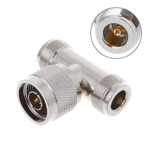 WT-DDJJK Conector RF, Forma de T N Macho a 2 N Hembra Conector Triple RF Adaptador coaxial de 3 vías