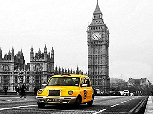 XNXQX Juego De Pintura por Números Taxi Amarillo Big Ben De Londres Pintar por Numeros para Adultos Y Principiantes Pintura por Números con Pinceles Y Pinturas 16 * 20 Pulgadas