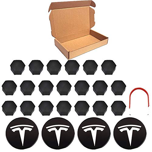 xy Tapas para Llantas de Coche Compatible con Tesla Aluminio Modelo 3 / S/X/Rueda Caps Caps Cubierta de hub Tornillo Tornillo Kit de Logotipo Neumáticos Decorativos Tapa Modificación Accesorios Emble