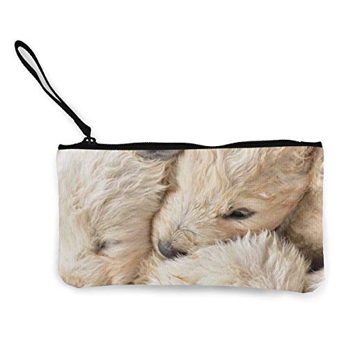 Yuanmeiju Cachorros Joven Pequeño Grupo Tierno Animal Lindo Lienzo Cambio Monedero Monedero Bolsa Bolsa Cremallera Titular Monedero Correa de muñeca Maquillaje Estuche de lápices Personalizado