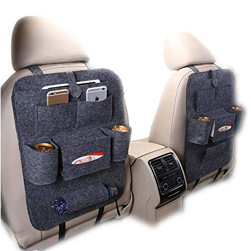 ZoneYan Organizador Coche, Protector Asiento Coche,2 Pcs Organizadores para Coche, Kick Mats De Coche,Universal Multi-Bolsillo Organizador para Asiento