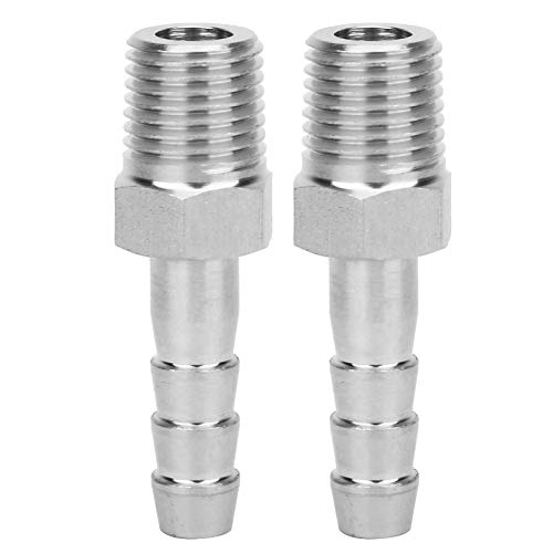 2PCS Conector de rosca macho BSPT de acero inoxidable de 1/4 pulg. Y conector de acoplamiento rápido Conexión de tubería para fontanería de gas o aceite(BSPT1/4-8mm)