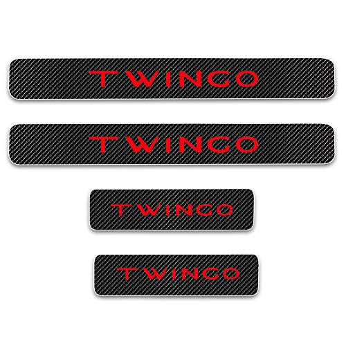 4 Piezas Protector Barra de Umbral de Puerta, para Renault Twingo Fibra Carbono Coche Desgaste Pedal Travesaño Placa Cubierta Película Insignia Pegatinas Car Accesorios