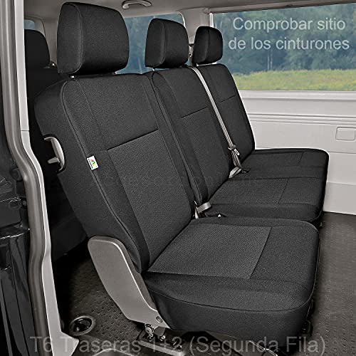 Accesorionline Fundas de Asiento para T5 T6 - 2-9plazas -100% A Medida caravelle multivan California Transporter Camper 4motion 4x4 (T6 Traseras 1+2)