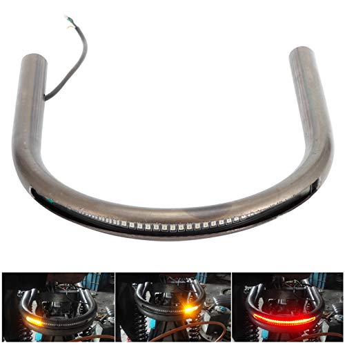 Akozon 9.1in 8.3in 6.9in Tubo Cafe Racer Marco de asiento trasero Hoop Brat Style Seat LED Freno Turn Singal Light Universal para Ho-nda Yam-aha Suz-uki Kawa-saki(210mm)