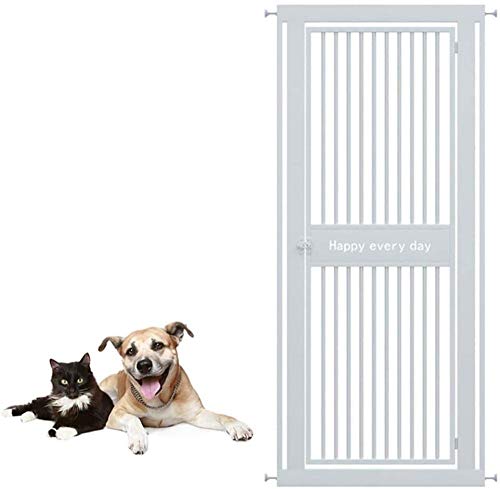 Barrera Seguridad Niños Protector Escaleras Extra Alto 130cm Puerta for Mascotas con Safety Catch Metálico, Puerta Fuerte Adecuado for Perros Grandes-Los 98-102cm_Blanco