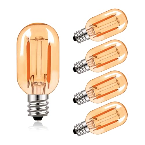 Bombilla de filamento LED T22 Bombillas tubulares Edison de vidrio ámbar Vintage E14 220V, equivalente a 10 vatios 2200K Bombillas blancas ultra cálidas, 100 lúmenes no regulables, paquete de 5