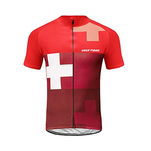 BurningBikewear Uglyfrog Maillot Ciclismo Hombre Verano Moda Manga Corta Ropa MTB Jersey Bicicleta Tops Cómodo Transpirable Secado Rápido DXMZ12F