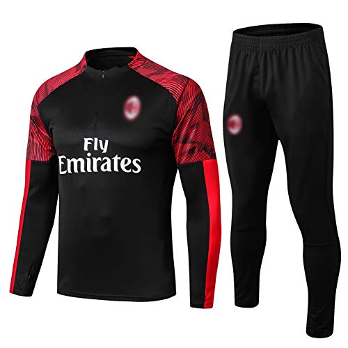 BVNGH AC Milan - Traje de entrenamiento de camiseta de fútbol, 2021 nueva temporada de manga larga para ropa deportiva, camiseta de swingman para jóvenes (S-XXL), color negro y talla L