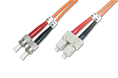 Cable de conexión DIGITUS LWL OM2 - Cable de fibra óptica de 1 m ST a SC - LSZH - Duplex Multimodo 50/125µ - 10 GBit/s - Naranja