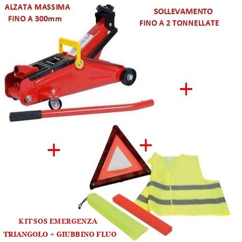 Compatible con KIA PICANTO Kit para Carro Carrito HIDRÁULICO con Carro SOS Kit DE Primeros Auxilios Auto TRIÁNGULO DE Emergencia + Chaqueta DE Fluido + Estuche SUMINISTRADO