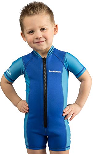 Cressi Shorty Kid Monoshort Infantil en Neopreno de 1.5/2mm de Mangas Cortas, Unisex niños, Azul/Azul Claro, L (4 Años)