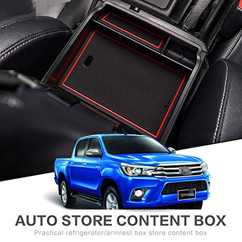 DIYUCAR - Organizador de accesorios para reposabrazos para Hilux SR5 Hilux REVO AN120 AN130 120 130 2015 – 2020