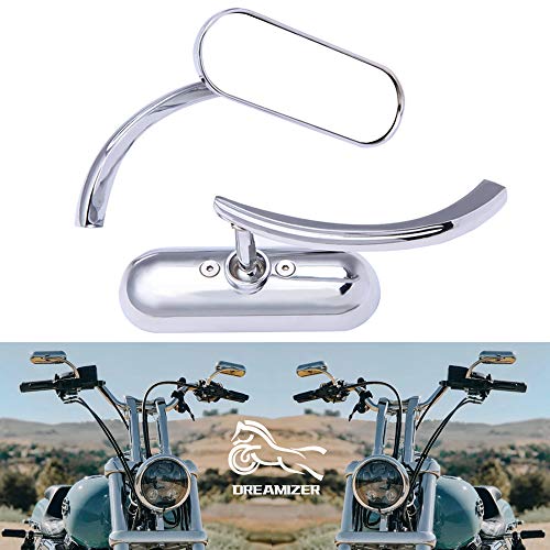 DREAMIZER Espejos Laterales Retrovisores de Motocicleta de 8mm, Mini Oval Espejos de Moto Reemplazo para Sportster XL883 1200 48 72 Touring Dyna Softail Electra Glide Road King