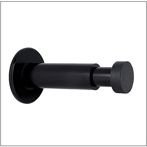 EVI Herrajes Tope de Pared Regulable para Puerta, ADHESIVO, Fácil Instalación, Acero Inoxidable, Lacado Negro, Silencioso, Longitud 88 a 125 mm, 040182TPRADAMNG