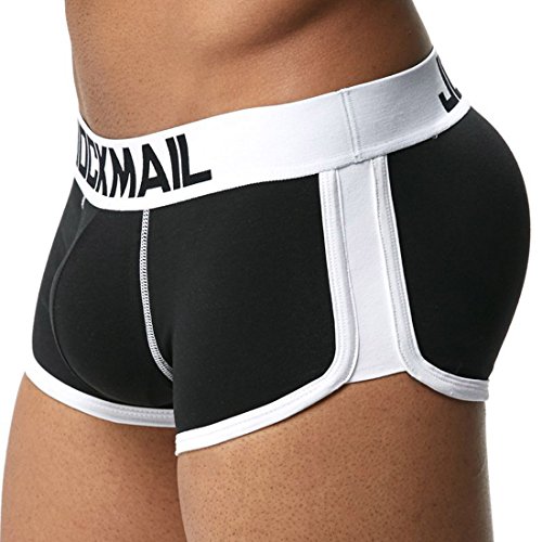 Freahap Men Underwear Bóxers Ajustado para Hombre Calzoncillo Ropa Interior de Algodón Diseño U con Rellenos Delanteras y Traseras Negro L