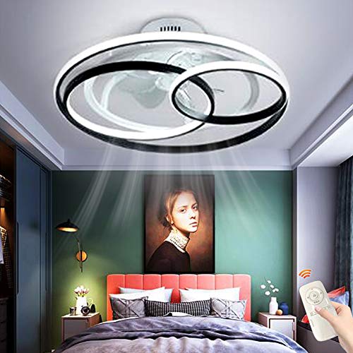 FUMIMID Ventiladores De Techo Con Iluminación LED Anillo Regulable Luz De Techo Ventilador Invisible Creativo Lámpara De Techo Ventilador Ultra Silencioso Lámpara De Sala De Estar Dormitorio,58cm