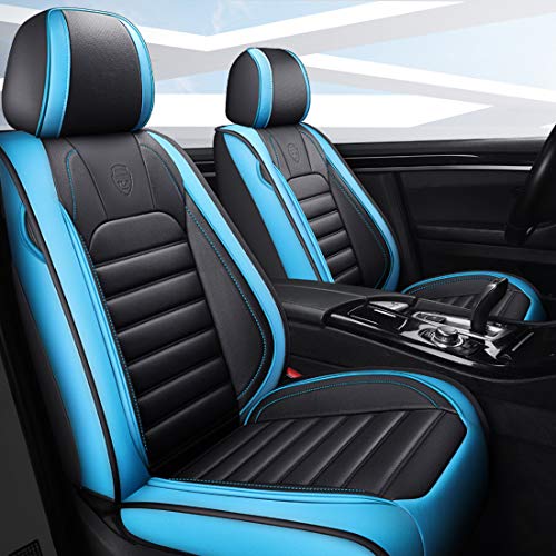 Funda de asiento de coche de seda de hielo de cuero para E46 E60 E90 Audi A3 A4 B8 Ford Focus Fiat Skoda Accesorios rápidos Car Styling,Azul
