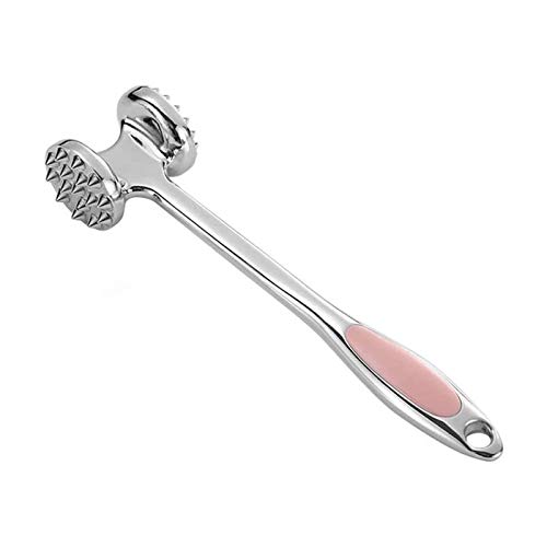 FZYE Martillo ablandador de Carne de Acero Inoxidable, con Mango de Goma para Agarre cómodo, para Cocina y Barbacoa, Resistente y diseño de Doble Cara, Rosa