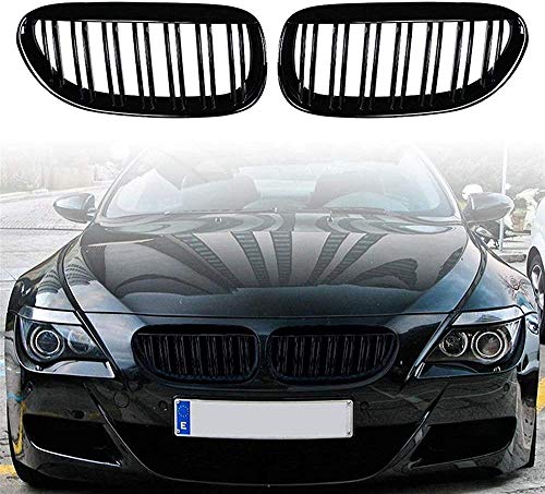 GXZYY  Accesorios para carrocería de Coche Rejillas de radiador Rejilla de riñón de capó Delantero de Doble línea Negro Brillante   , Apto para BMW E63 E64 6-Series M6 Coupe Convertible 2004-2010