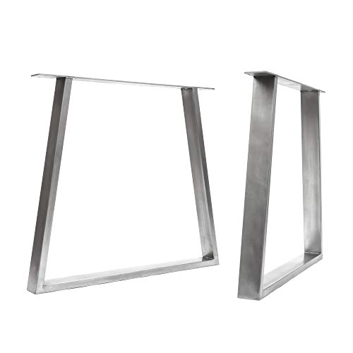 [HLC] 2 x patas de mesa industriales de trapecio: acero acondicionado de superficie, soldadura TIG con tornillos GRATUITOS, guía de construcción y protectores de suelo [Mesa Grande, Acero]