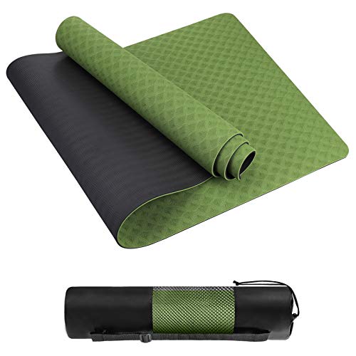 Homtiky Esterilla Yoga, Esterilla Deporte Antideslizante con Material ecológico TPE, Yoga Mat diseñado para Entrenamiento físico con Correa de Transporte y Bolsa