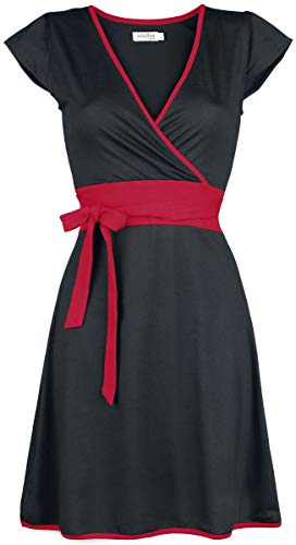 Innocent Vestido Hana Mujer Vestido Corto Negro/Rojo M, 95% Polyester,5% Elastán, Regular