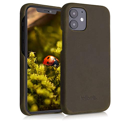 kalibri Funda Compatible con Apple iPhone 12 Mini - Carcasa de Cuero para móvil - Cover Trasero en marrón