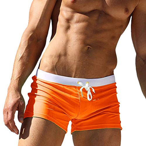 Kfnire Bañadores de natación, Pantalones Cortos de los Hombres de Secado rápido Playa Surf Corriendo Pantalones Cortos de natación Boxeadores Calzoncillos (EU L = Tag XL, Naranja)