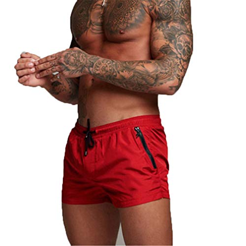 Kfnire Bañadores de natación, Pantalones Cortos de los Hombres de Secado rápido Playa Surf Corriendo Pantalones Cortos de natación Boxeadores Ligero Shorts (EU M=Tag L, Rojo #01)