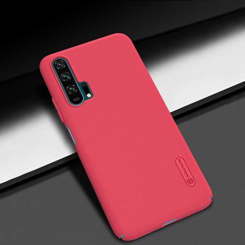 KKOPIY-KI Moda Esmerilado Escudo cóncavo-Convexa Textura PC Protectora Caso Cubierta Trasera for Huawei Honor 20 Pro (Color : Rojo)