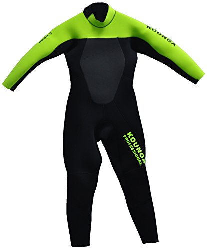 Kounga Profesional 4.3 Traje de Neopreno de Surf y Buceo para Jóvenes, Unisex niños, Negro/Verde, 10