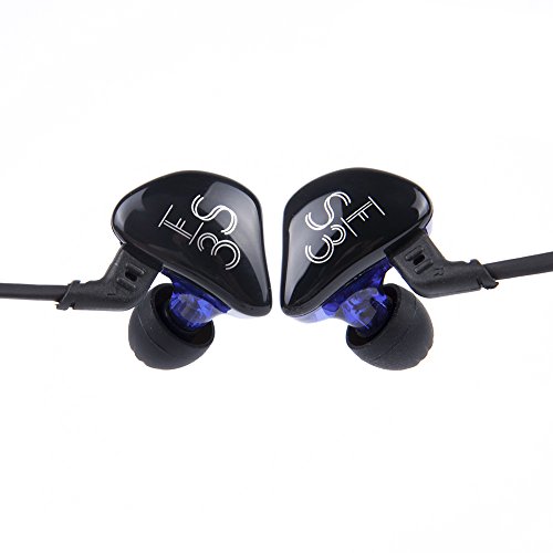 KZ ES3 - Auriculares in-Ear, Auriculares in-Ear con Dos Conductores para Sonido equilibrado KZ Auriculares Hybird con Cable Desmontable Auriculares estéreo con Cable Morado sin micrófono.