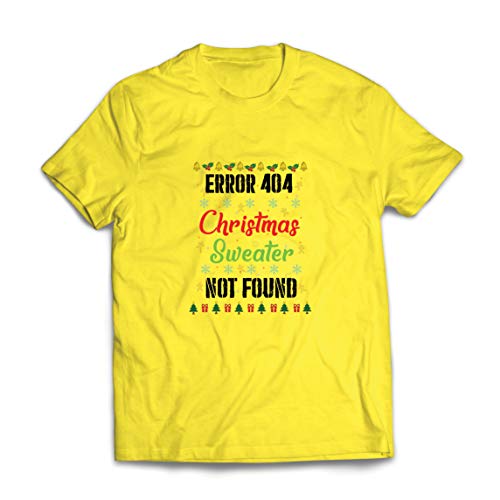 lepni.me Camisetas Hombre Error 404 Suéter Feo de Navidad no Encontrado Bromas del Programador (X-Large Amarillo Multicolor)