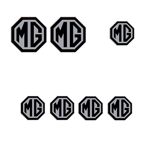 LS Bright Design LTD MG TF - Juego de insignias delanteras y traseras, 45 mm, placa de dirección (MG TF Set insignias, color negro y plateado)