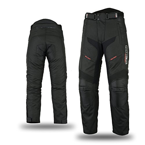 MBSmoto MP51 Roader Moto Scooter Cruiser Touring Impermeable a prueba de viento Textil Cordura Pantalón Negro (2XL)