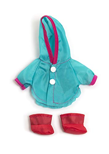 Miniland-Traje Lluvia Botas 21CM Vestido para muñecos de 21 cm, Color Azul, (31676)