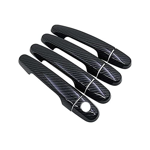 MIOAHD Juego de molduras para manijas de Puerta de Fibra de Carbono de Color Negro para Coche, Apto para Toyota Avensis MK2 T250 T25 2003~2009