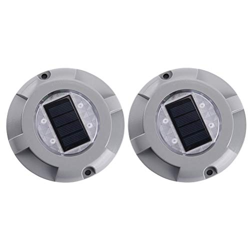 Mobestech 4PCS LED de energía solar Fundido a troquel Camino solar Clavo de tracción Clave para jardín Patio de jardín Patio Estanque (Luz blanca)